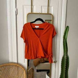 Madewell Gauzey Orange Wrap Top L